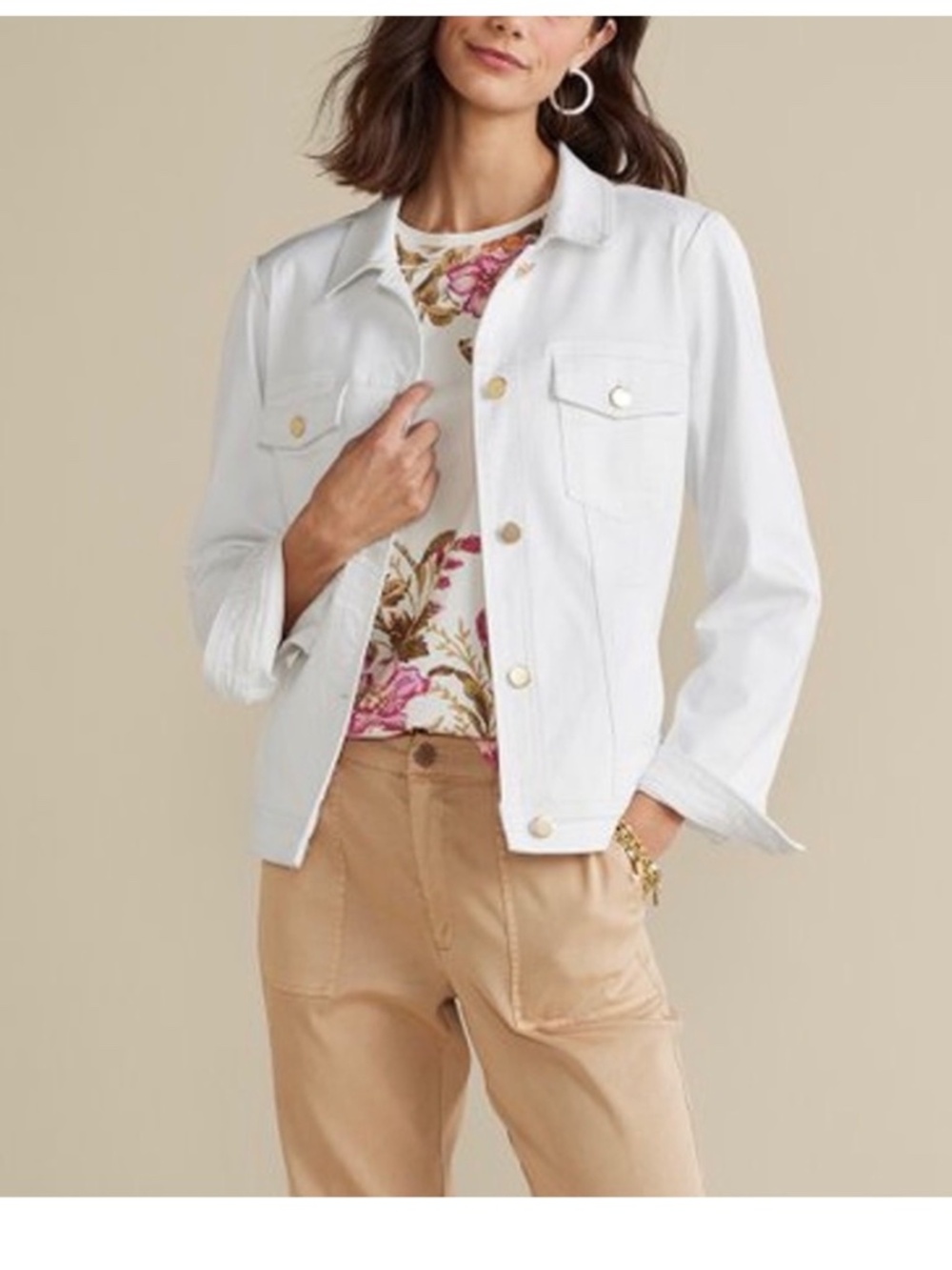 NWT Soft Surroundings Diana Shapely Denim Jacket White Size XS